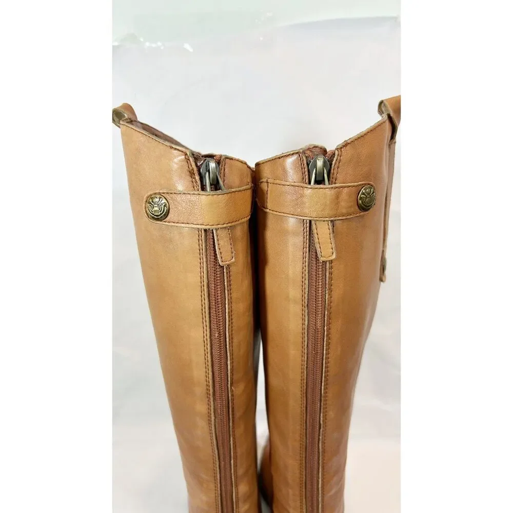 SAM EDELMEN Penny Tall Riding Boots Size 8.5M Whiskey Leather Equestrian BOHO